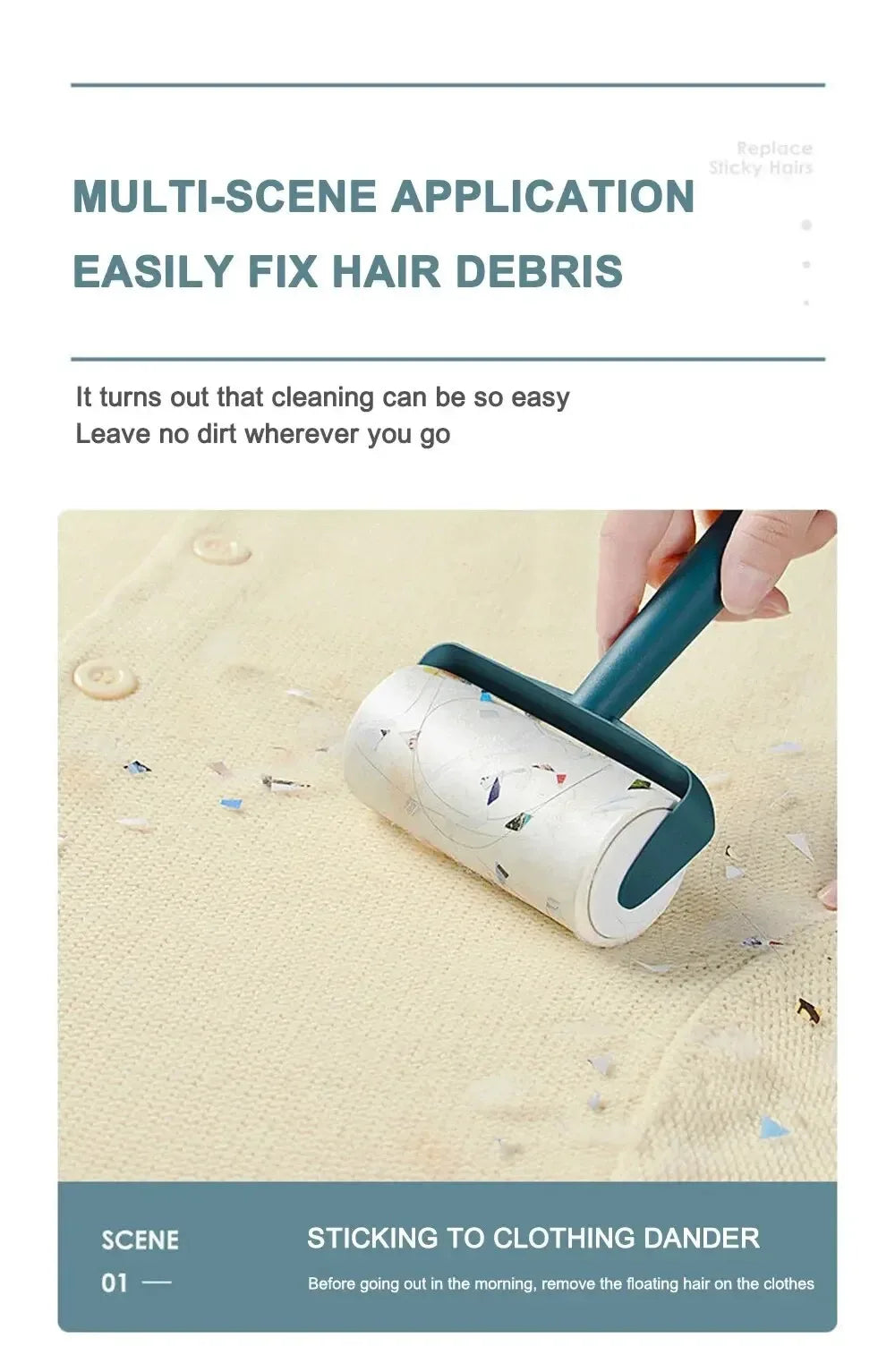 1pc Household Cleaning Tool Pet Hair Remover Clothes Cleaning Brush New Tearable Roll Paper Sticky Roller Brush Plush Razor