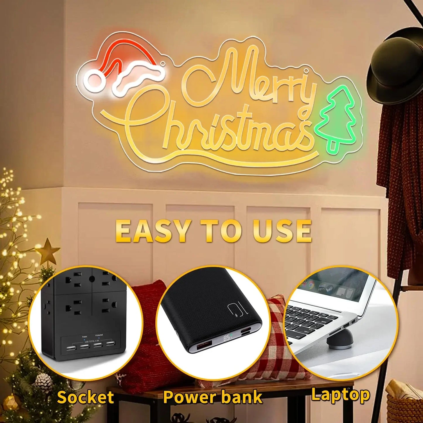 Christmas Neon Signs LED Neon Lights A Great Gift for Children for Wall Decor Bedroom Livingroom Christmas Party Decorations