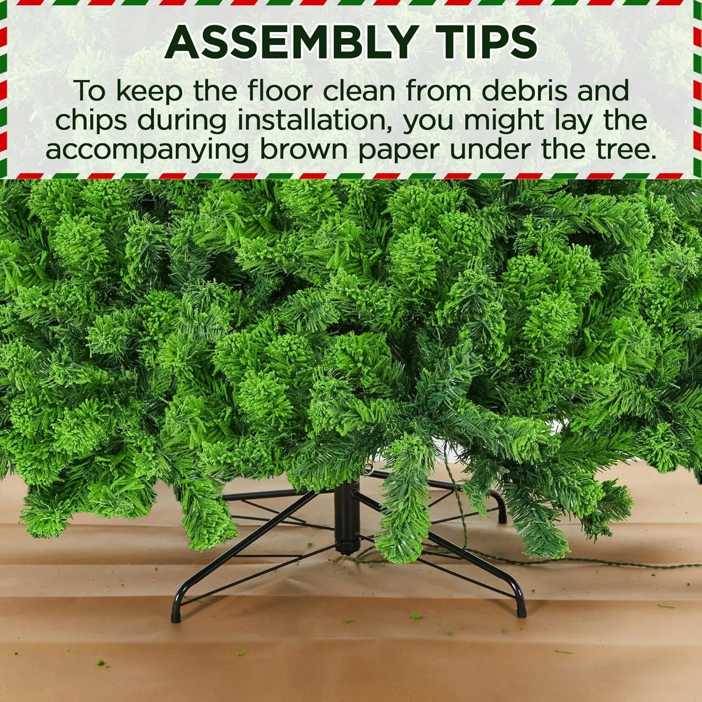 10ft Artificial Christmas Tree , Snow Flocked Full Prelighted Xmas Tree with 2084 Branch Tips, 900 Incandescent Lights