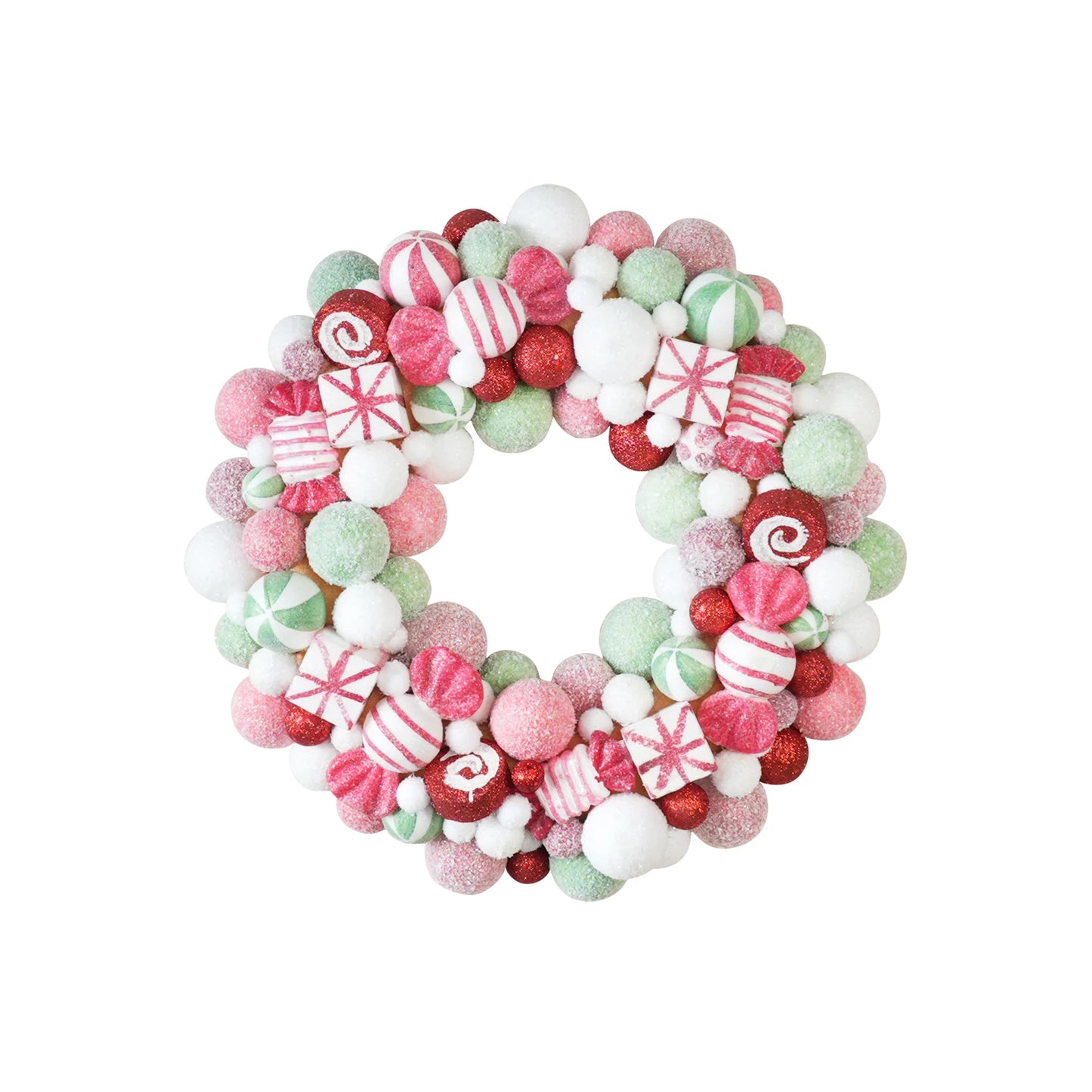 45cm Sweet Christmas Wreath Candy Christmas Ball Decor Garlands For Doors Home Decor Merry Christmas 2024 New Year Decoration