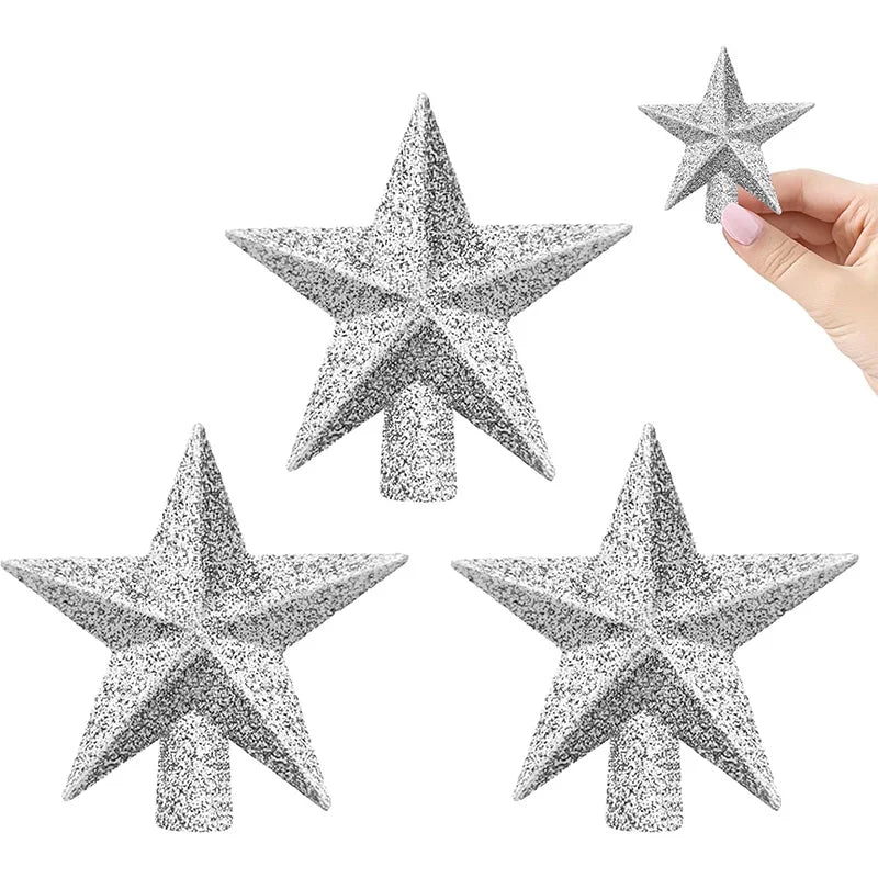 3Pcs/Pack Glitter Star Christmas Tree Decoration Merry Christmas Decor Home Navidad Ornament Five-pointed Star Decoration