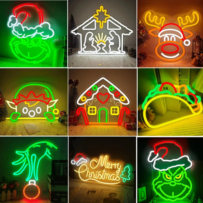 Christmas Neon Signs LED Neon Lights A Great Gift for Children for Wall Decor Bedroom Livingroom Christmas Party Decorations