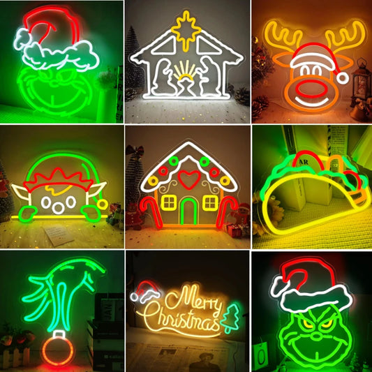 Christmas Neon Signs LED Neon Lights A Great Gift for Children for Wall Decor Bedroom Livingroom Christmas Party Decorations