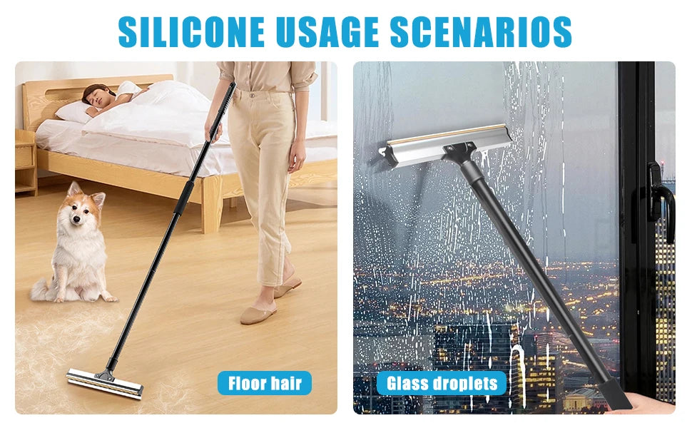 Pet Hair Removal Broom Carpet Rake Reusable Cleaning Tool 50" Long Handle Furniture Couch Carpets Rugs Mats Lint Remover Scraper