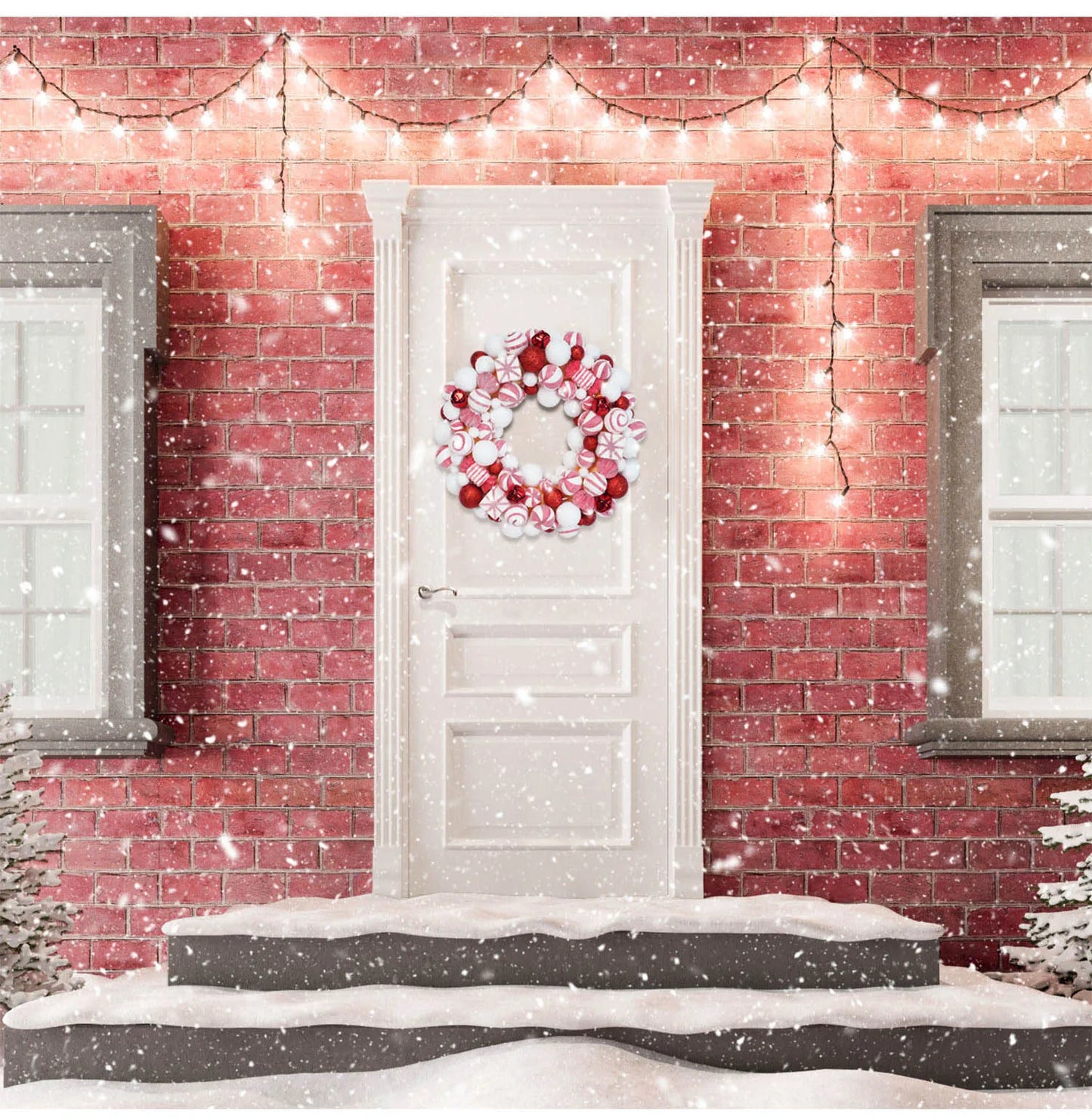 45cm Sweet Christmas Wreath Candy Christmas Ball Decor Garlands For Doors Home Decor Merry Christmas 2024 New Year Decoration