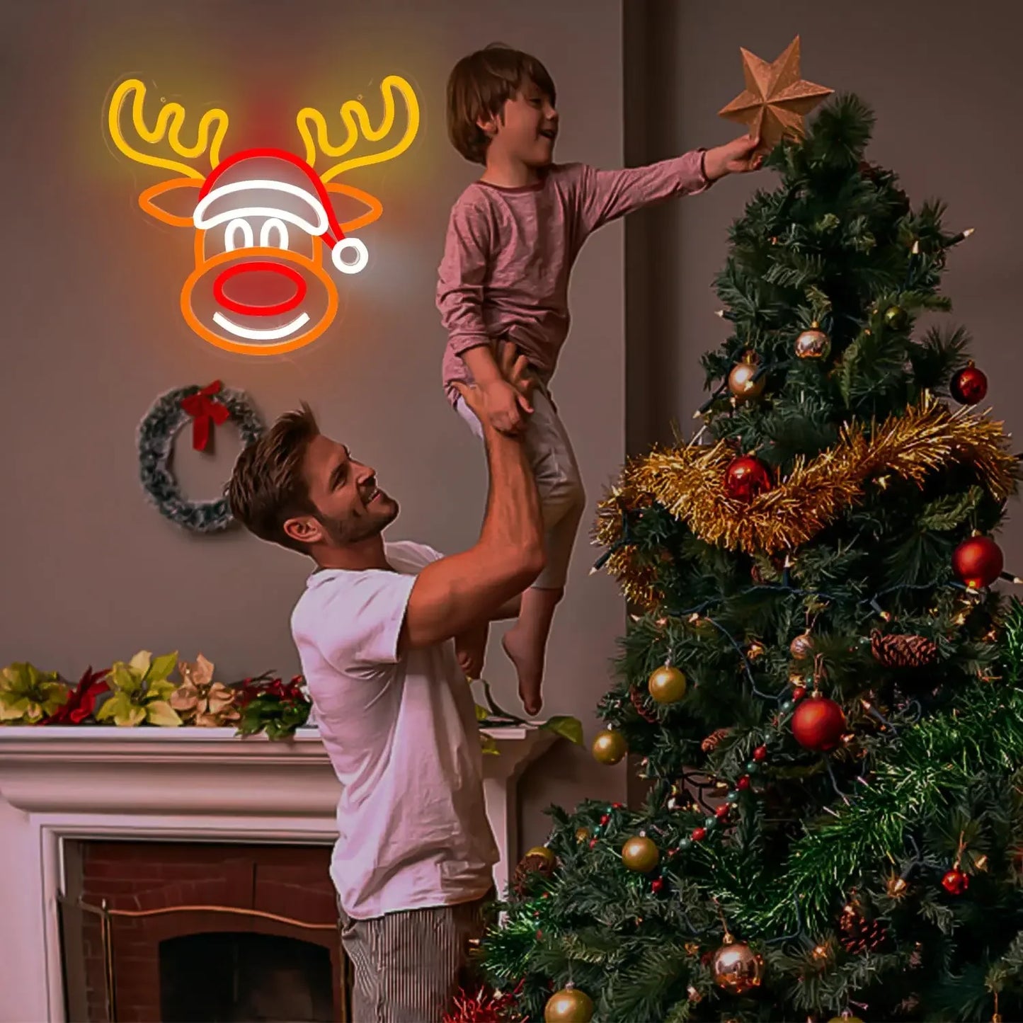 Christmas Neon Signs LED Neon Lights A Great Gift for Children for Wall Decor Bedroom Livingroom Christmas Party Decorations