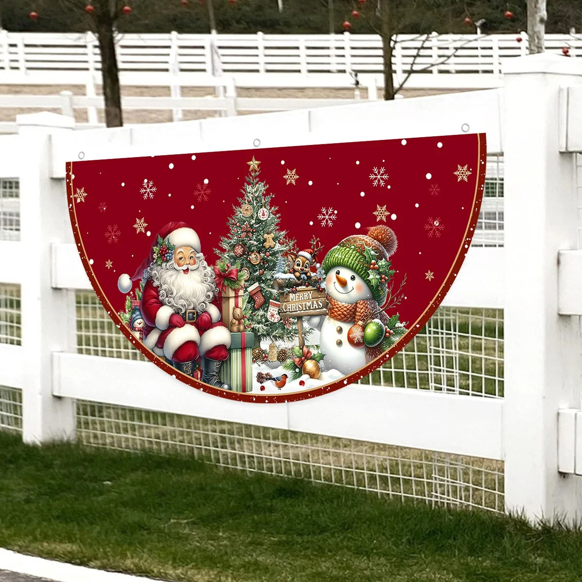 Christmas Outdoor Fan-shaped Flag Banner Christmas Decor for Home 2025 Cristmas Drop Ornament Xmas Navidad Gift New Year 2026