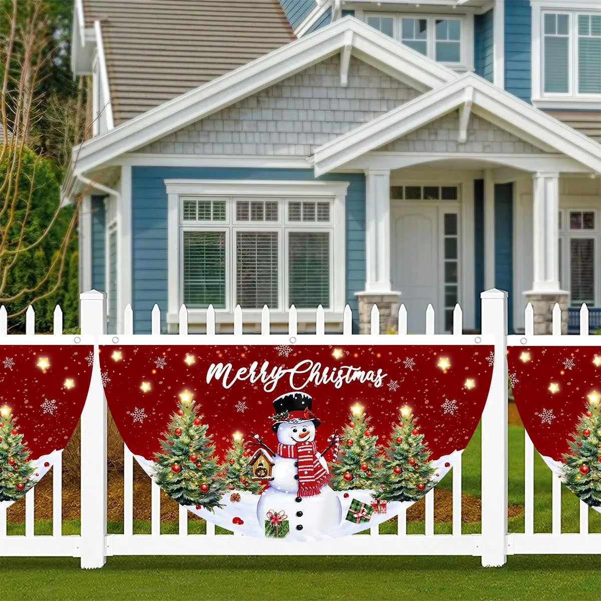 Christmas Outdoor Fan-shaped Flag Banner Christmas Decor for Home 2025 Cristmas Drop Ornament Xmas Navidad Gift New Year 2026