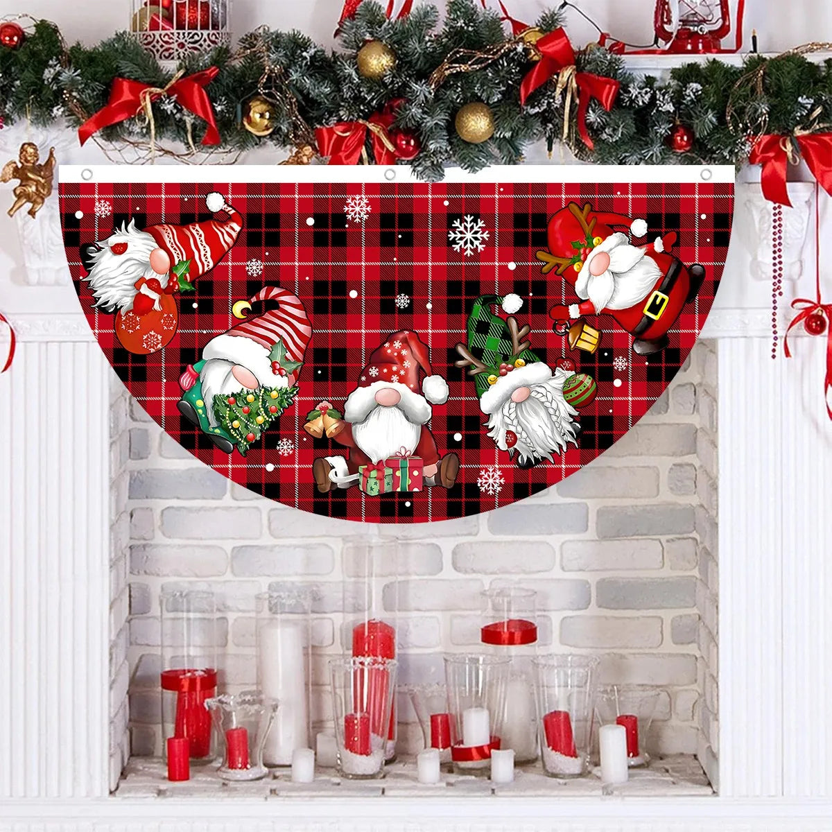 Christmas Outdoor Fan-shaped Flag Banner Christmas Decor for Home 2025 Cristmas Drop Ornament Xmas Navidad Gift New Year 2026