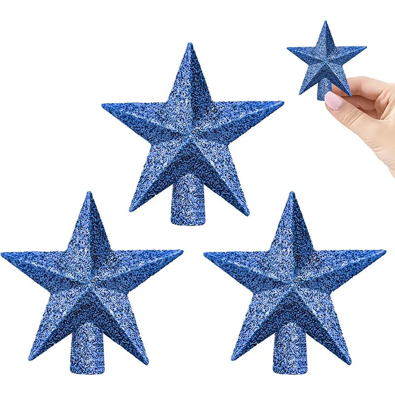 3Pcs/Pack Glitter Star Christmas Tree Decoration Merry Christmas Decor Home Navidad Ornament Five-pointed Star Decoration