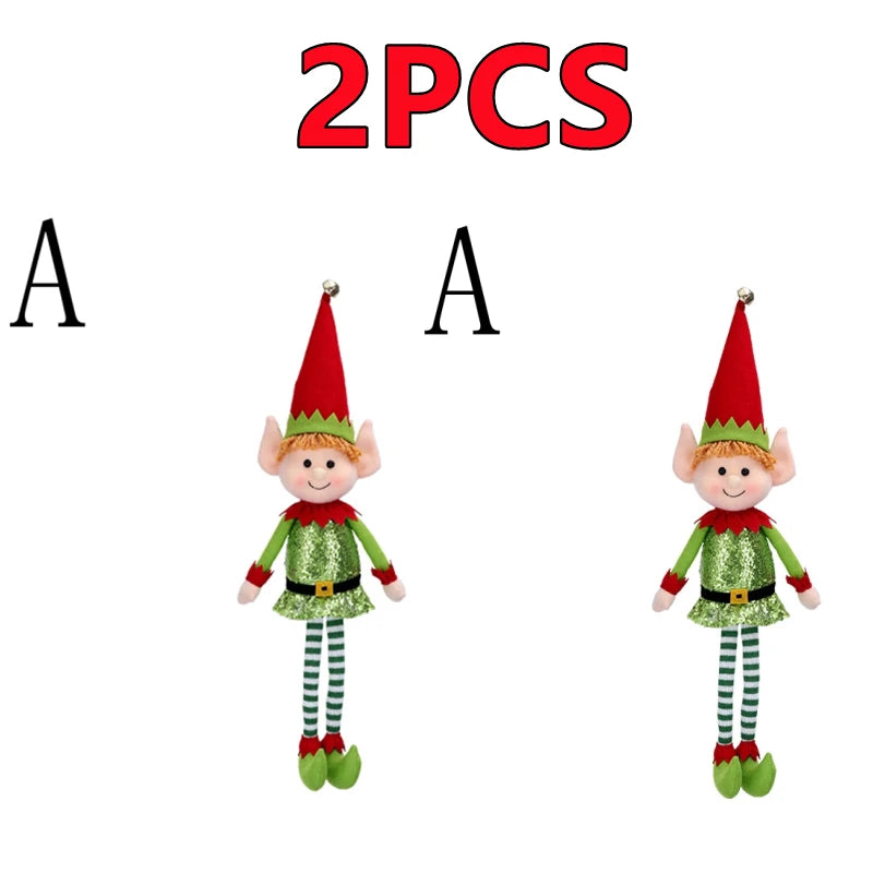 New Arrival 2/1Pc 65CM Christmas Elf Doll Plush Leg Red Green Ornaments Boys Girls Elves Toy Doll New Year Navidad Home Decors