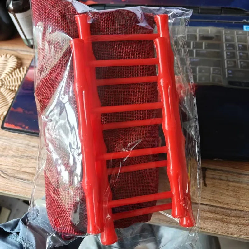 Bendable Christmas Tree Fluffy Green Desktop Xmas Tree with Ladder Grinch Themed Holiday Decor Festive Home Office Decoration