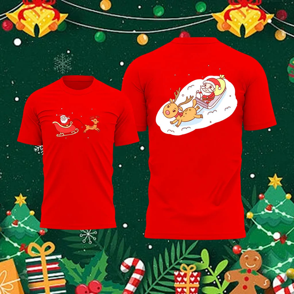 Christmas Men's T-shirt Santa Claus pattern print t shirt for man Quick drying round neck T-shirt New Year Gift graphic t shirts