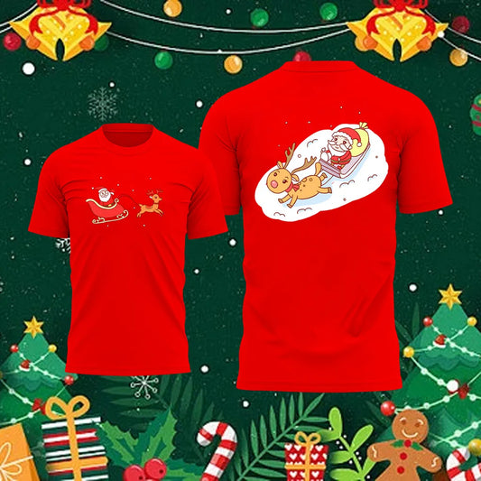 Christmas Men's T-shirt Santa Claus pattern print t shirt for man Quick drying round neck T-shirt New Year Gift graphic t shirts