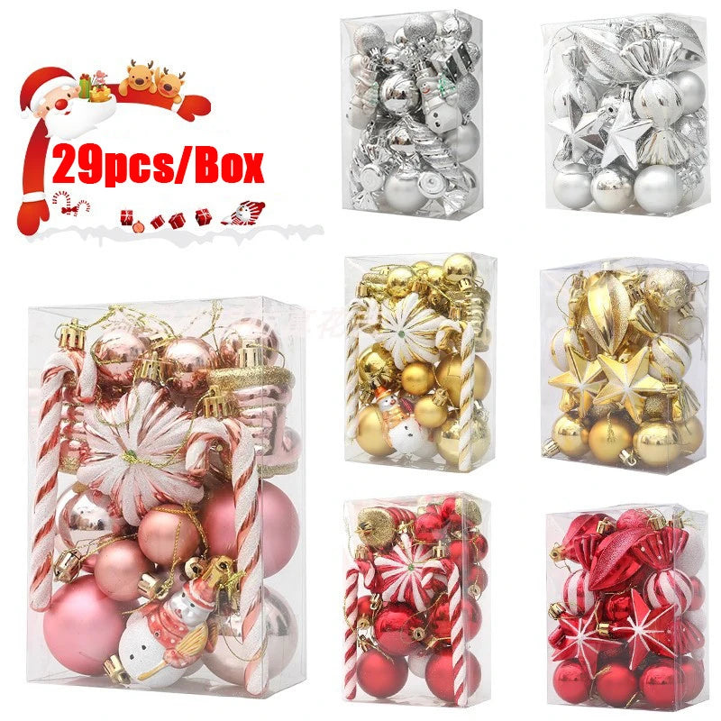 20/29pcs Christmas Ball Decoration Hanging Christmas Tree Pendant Ornaments For Home Room Decor New Year 2026 Gifts Accessories