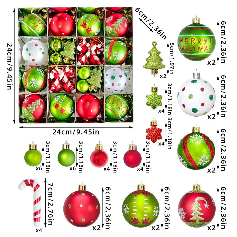 34/12/9pcs Grinch Christmas Ball Decorations Green Monster Xmas Tree Ornaments Green Painted Xmas Ball Set Christmas Home Decor