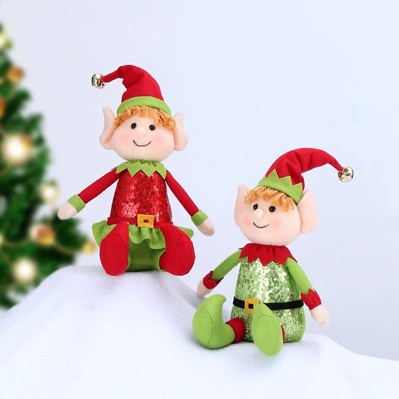 New Arrival 2/1Pc 65CM Christmas Elf Doll Plush Leg Red Green Ornaments Boys Girls Elves Toy Doll New Year Navidad Home Decors