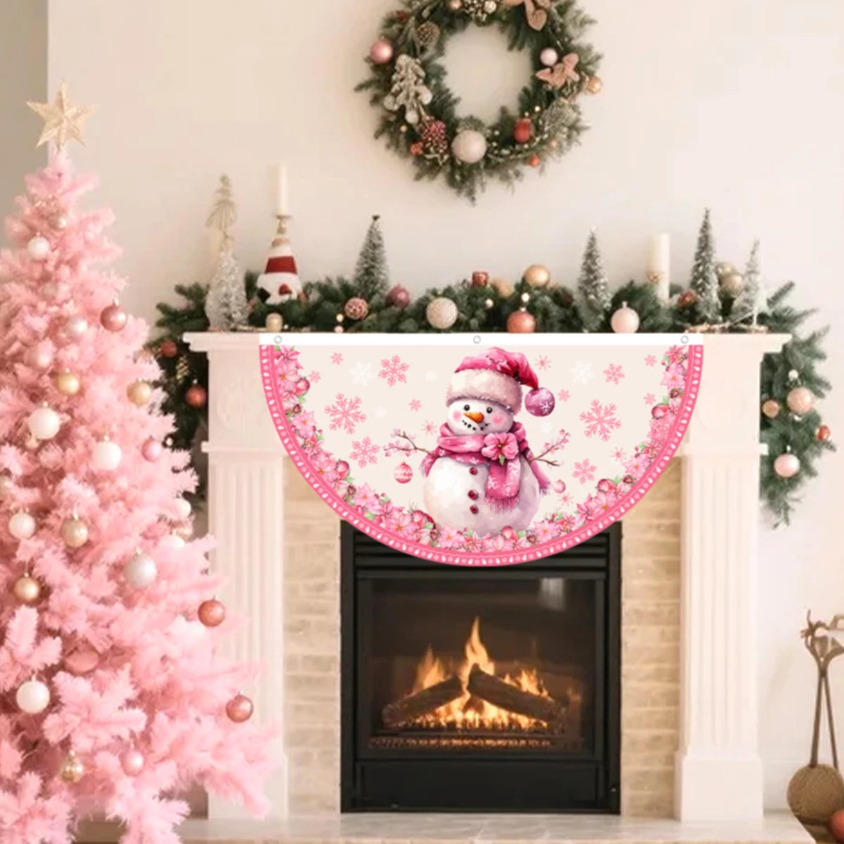 Christmas Outdoor Fan-shaped Flag Banner Christmas Decor for Home 2025 Cristmas Drop Ornament Xmas Navidad Gift New Year 2026