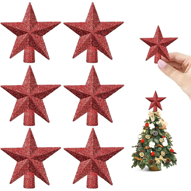 3Pcs/Pack Glitter Star Christmas Tree Decoration Merry Christmas Decor Home Navidad Ornament Five-pointed Star Decoration