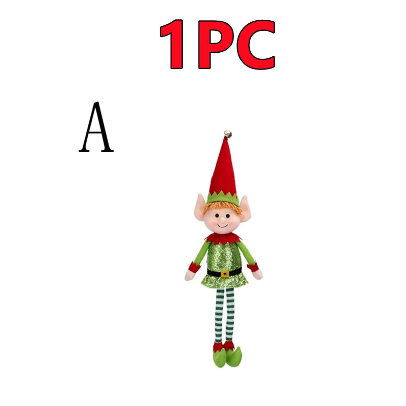 New Arrival 2/1Pc 65CM Christmas Elf Doll Plush Leg Red Green Ornaments Boys Girls Elves Toy Doll New Year Navidad Home Decors