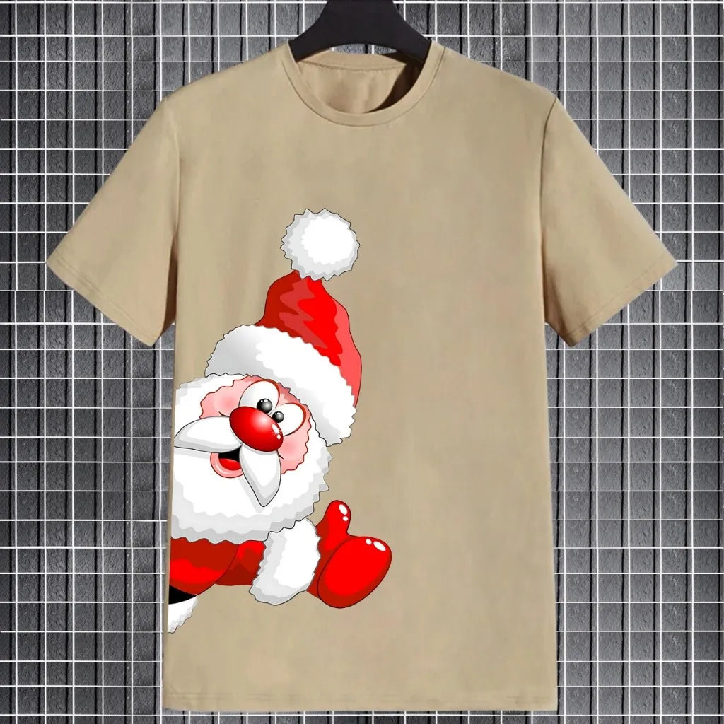 Christmas Men's T-shirt Santa Claus pattern print t shirt for man Quick drying round neck T-shirt New Year Gift men y2k clothing