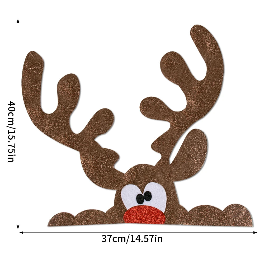 Christmas Door Window Stickers Felt Cloth Cartoon Snowman Santa Claus Elk Wall Sticker for Winter Xmas Noel new year Decor Decal