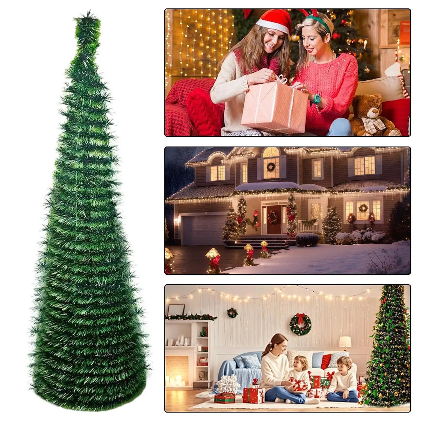 Christmas Tree Small 5 Ft Backyard Festival Decor Foldable Faux Christmas Tree for Indoor Outdoor for Patio Kitchen Party