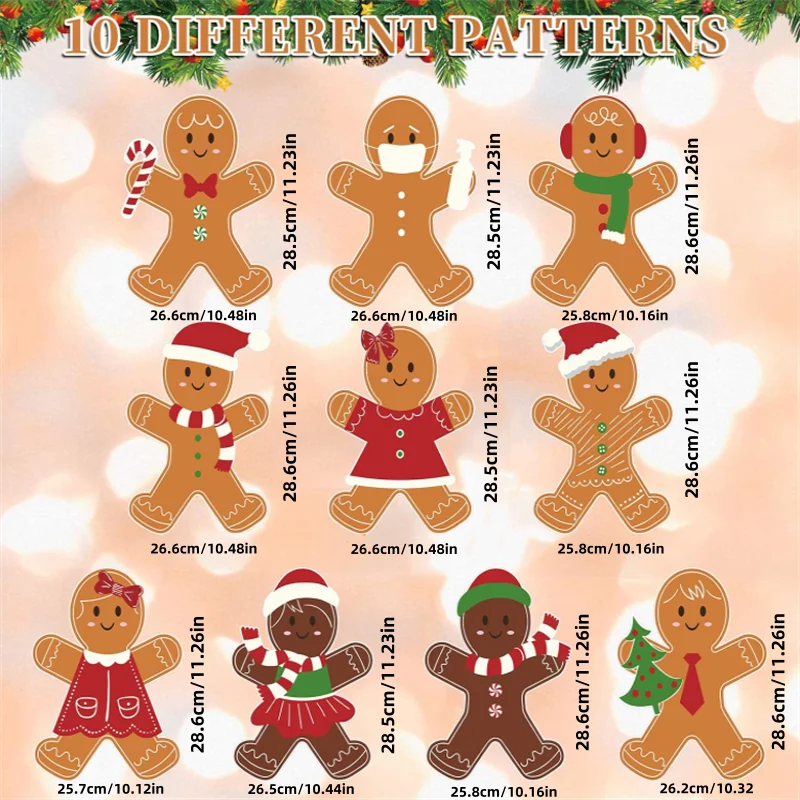 10Pcs Gingerbread Yard Decorative Signs Christmas Garden Patio Ornament Easy Install Xmas Winter Home Decor Ground Stake