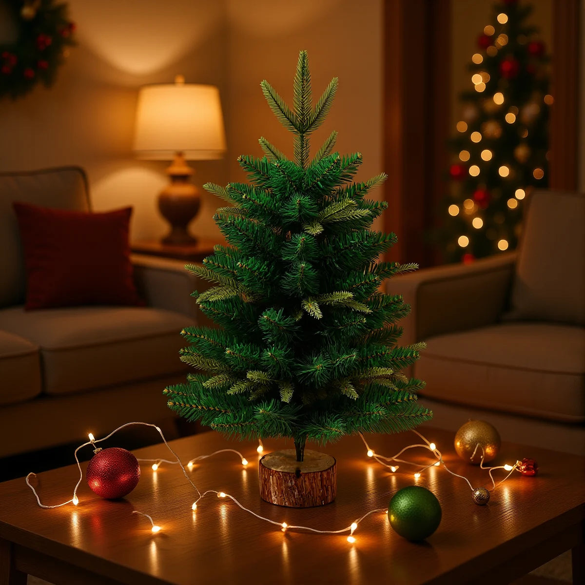 45cm/60cm Christmas Tree Ornament Artificial Simulated Green Plastic Xmas Tree DIY Plant Ornament Xmas Party Decorations 2025