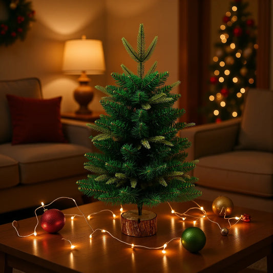 45cm/60cm Christmas Tree Ornament Artificial Simulated Green Plastic Xmas Tree DIY Plant Ornament Xmas Party Decorations 2025