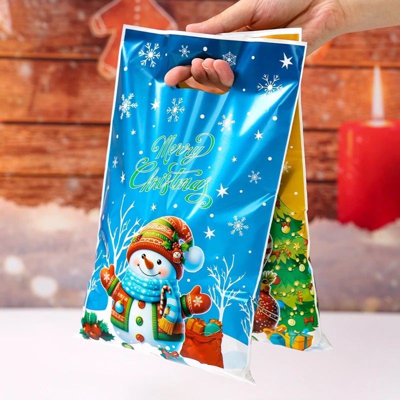 10/25/50pcs Christmas Gift Bags Christmas Party Decoration 2025 Xmas Santa Claus Cute Hand Bags Navidad Natal New Year Gift 2026