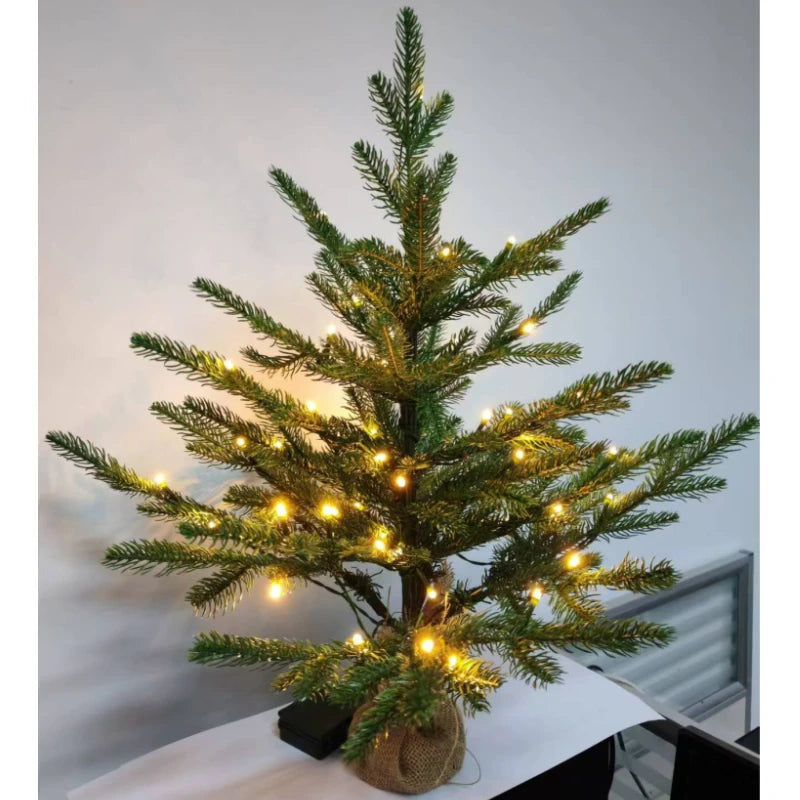 Artificial Mini Christmas Tree PE Material with LED Light Desktop Christmas Tree 45cm/60cm Christmas Party Atmosphere Ornaments
