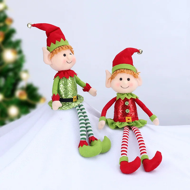 New Arrival 2/1Pc 65CM Christmas Elf Doll Plush Leg Red Green Ornaments Boys Girls Elves Toy Doll New Year Navidad Home Decors