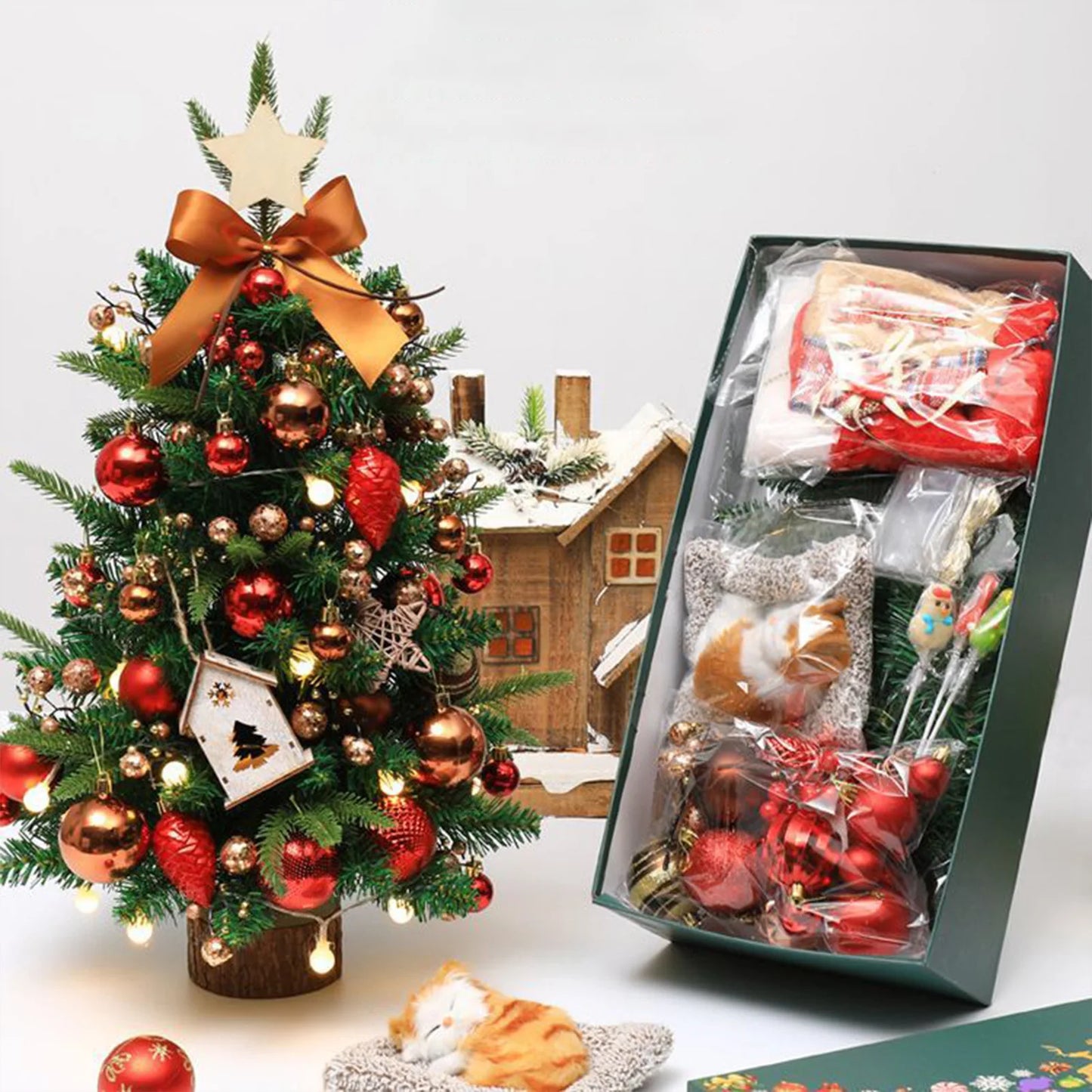 45cm/60cm Christmas Tree Ornament Artificial Simulated Green Plastic Xmas Tree DIY Plant Ornament Xmas Party Decorations 2025