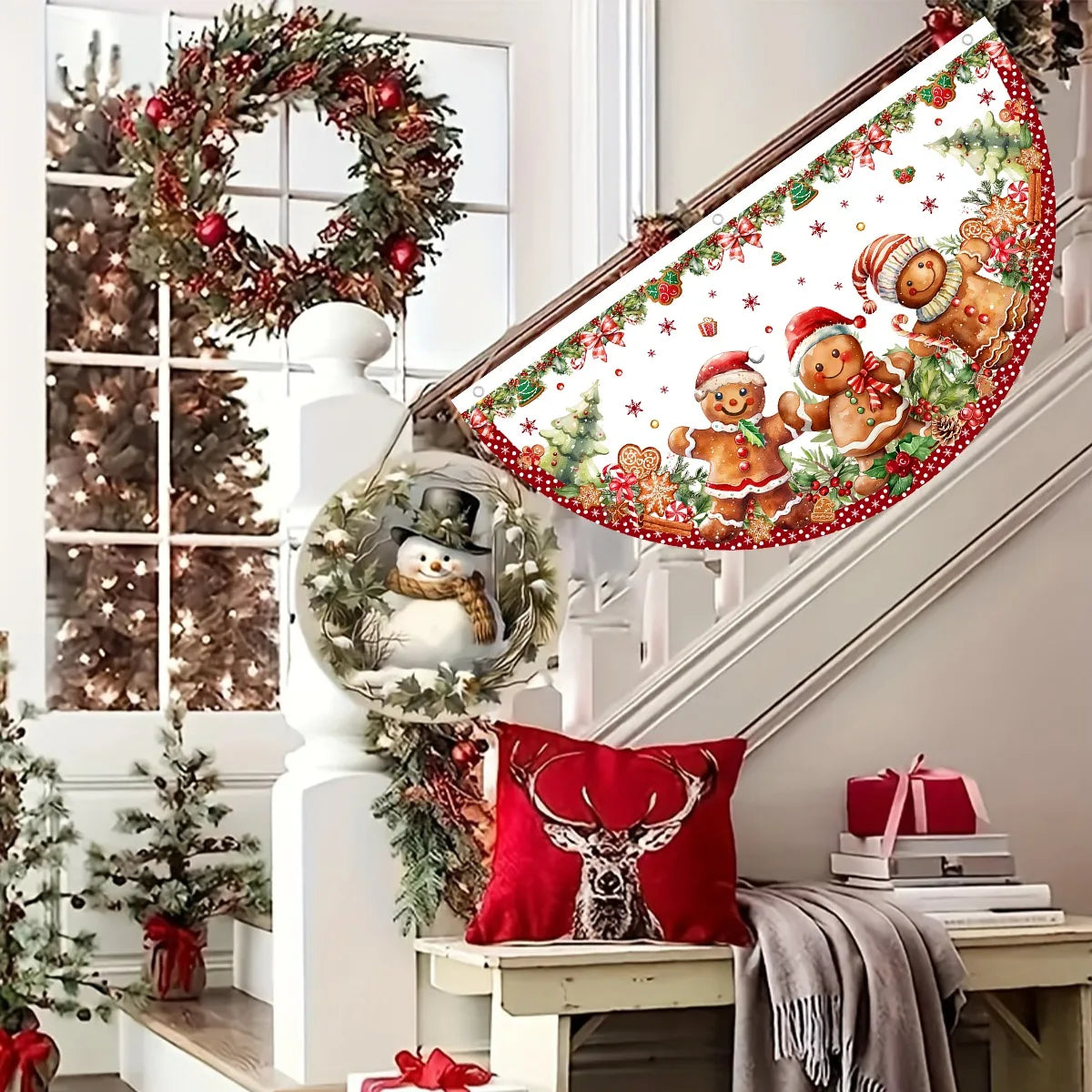 Christmas Outdoor Fan-shaped Flag Banner Christmas Decor for Home 2025 Cristmas Drop Ornament Xmas Navidad Gift New Year 2026