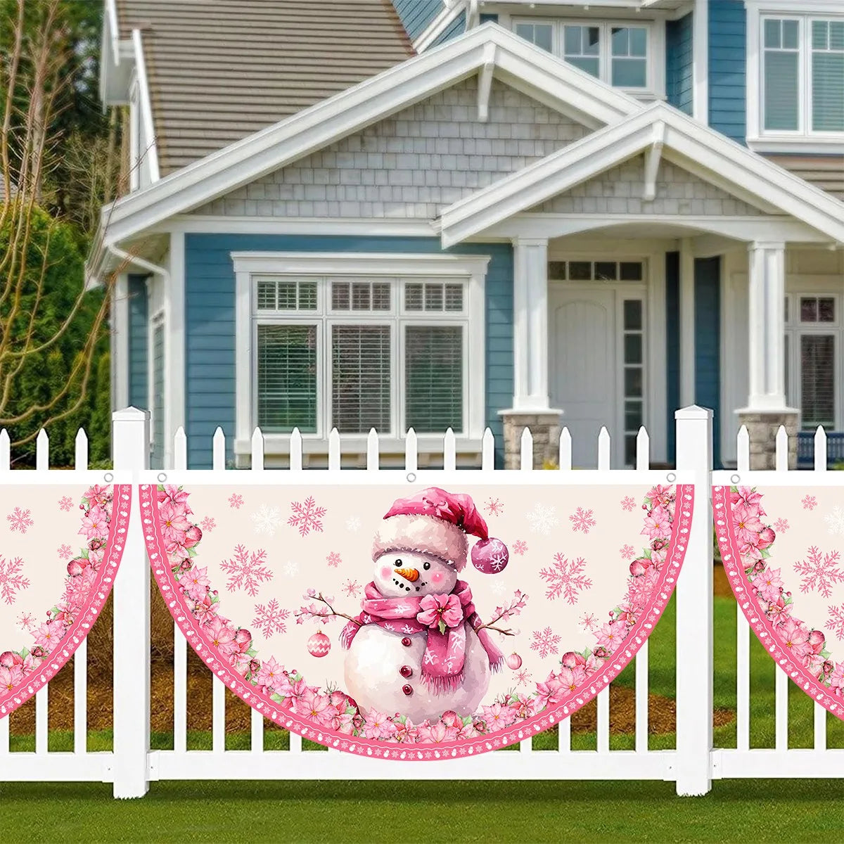 Christmas Outdoor Fan-shaped Flag Banner Christmas Decor for Home 2025 Cristmas Drop Ornament Xmas Navidad Gift New Year 2026