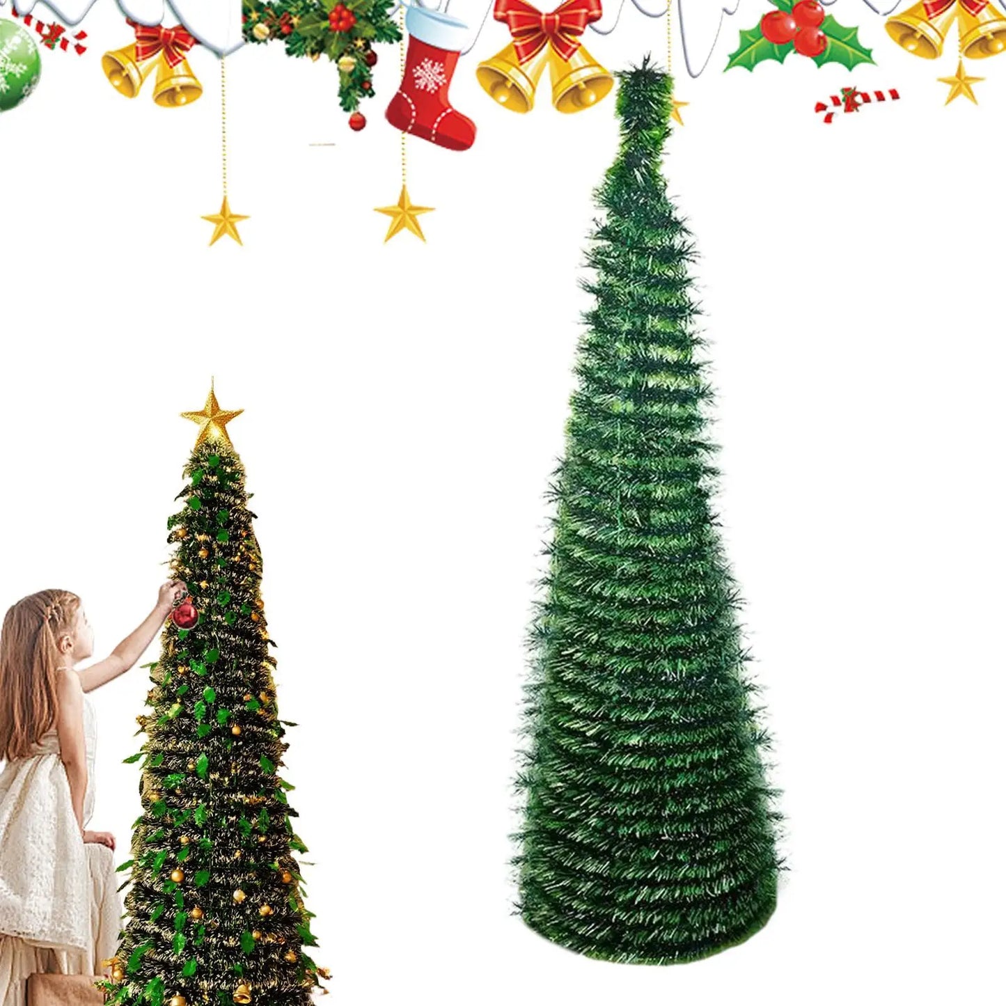 Christmas Tree Small 5 Ft Backyard Festival Decor Foldable Faux Christmas Tree for Indoor Outdoor for Patio Kitchen Party