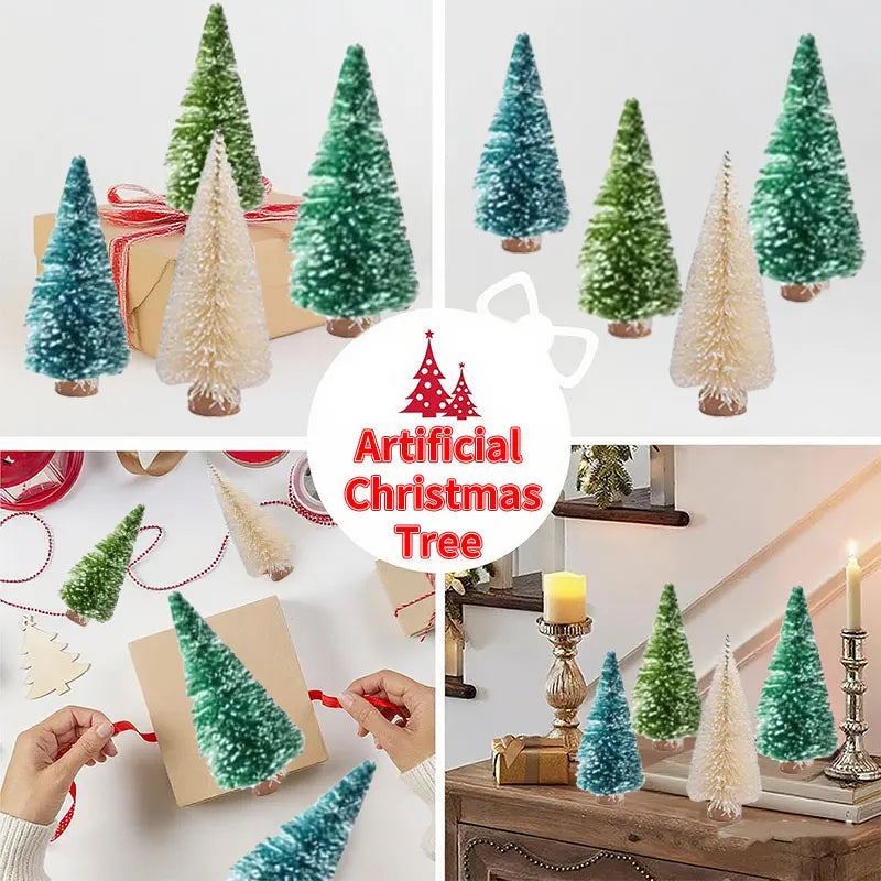 Miniature Artificial Christmas Tree Mini Christmas Pine Small Christmas Decoration Supplies DIY Party HomeTabletop Ornament Xmas