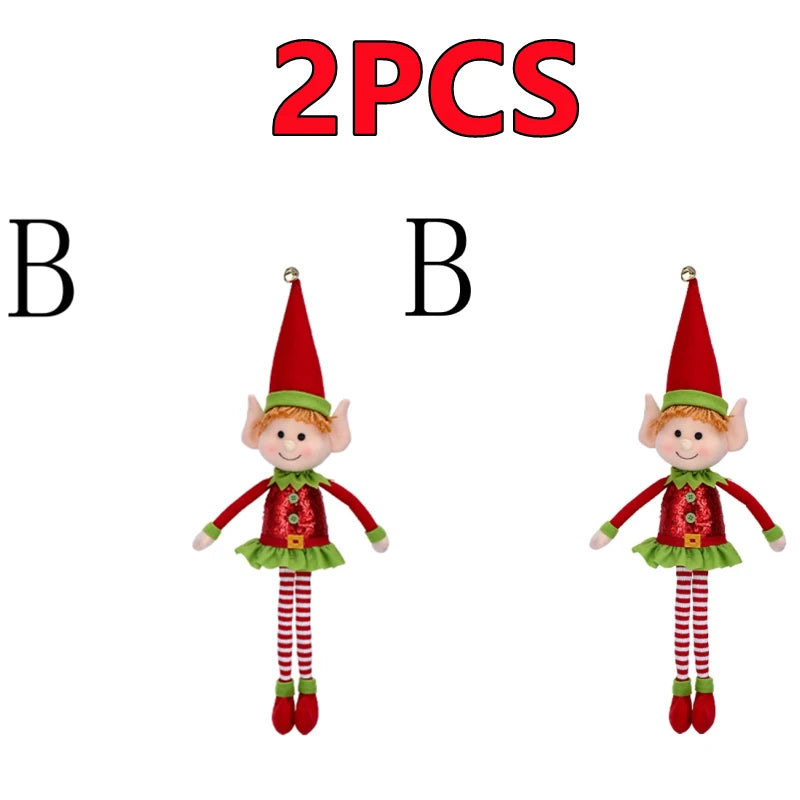 New Arrival 2/1Pc 65CM Christmas Elf Doll Plush Leg Red Green Ornaments Boys Girls Elves Toy Doll New Year Navidad Home Decors