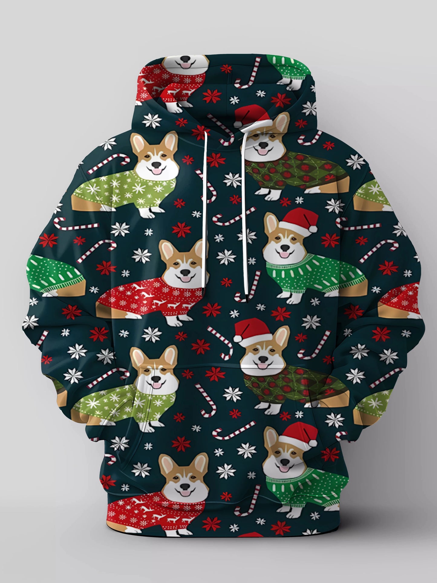 Men's Hooded Hoodies 3D Prints Christmas Santa Claus Sweatshirt Drawstring Long Sleeve Streetwear Christmas Novelty Apparel