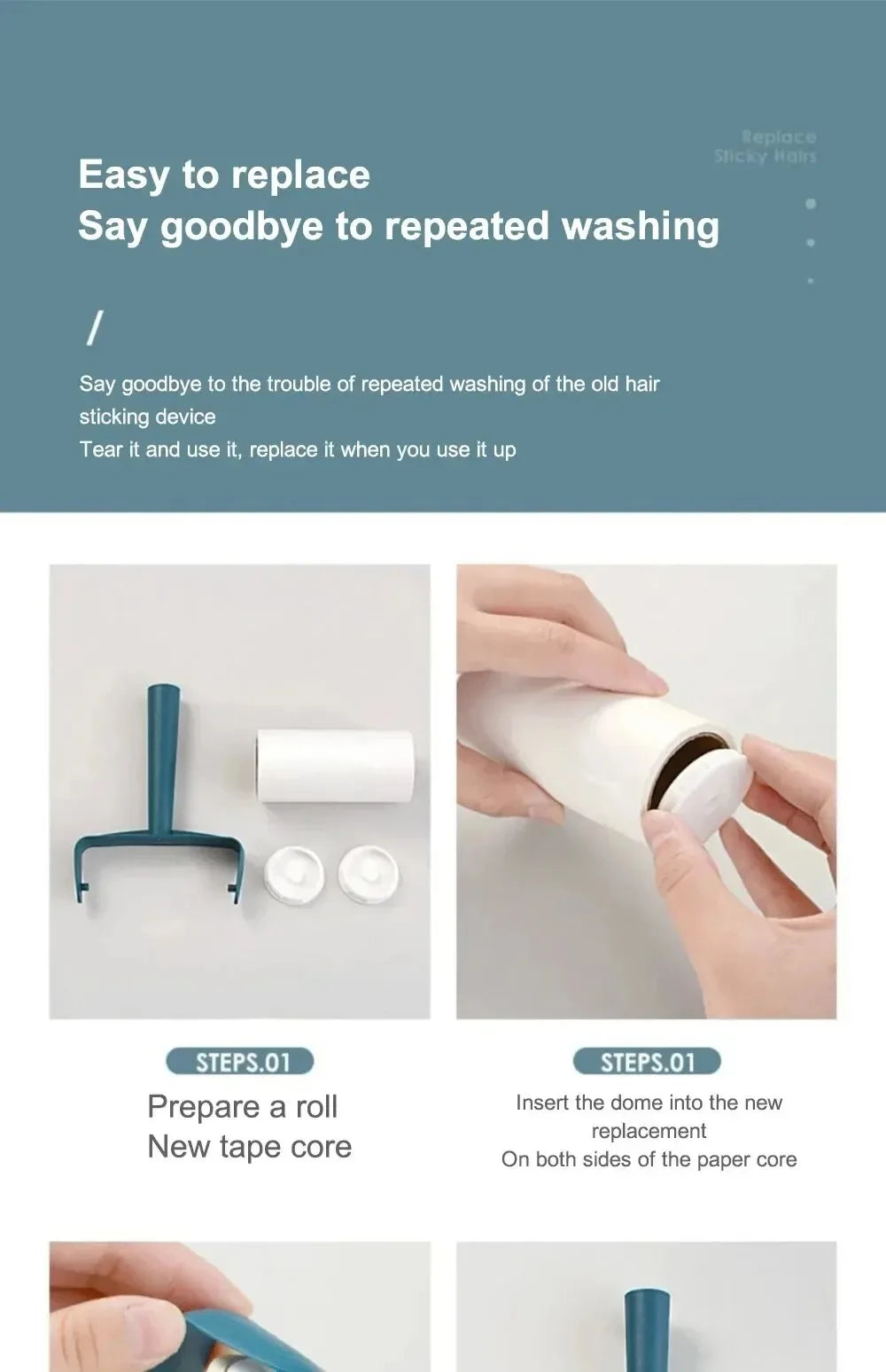 1pc Household Cleaning Tool Pet Hair Remover Clothes Cleaning Brush New Tearable Roll Paper Sticky Roller Brush Plush Razor