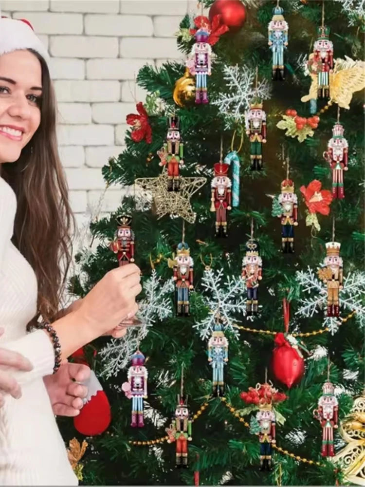 12PCS Nutcracker Wooden Decorative Set - Christmas Gift, Party Decoration And Home Decor