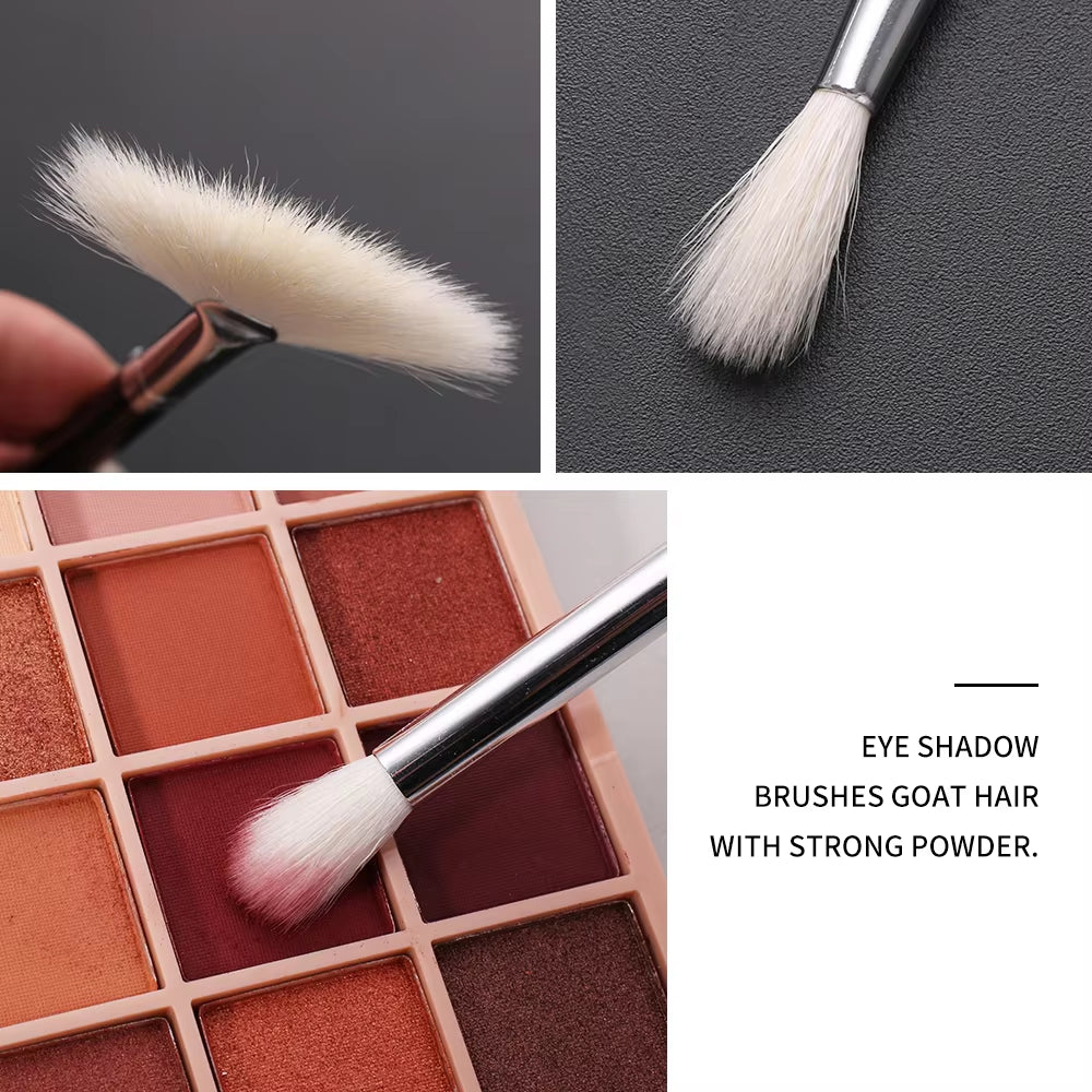 Goat Makeup Brush Set Eyeshadow Makeup Brushes Professional Foundation Blending Eyebrow Fan Blush Brosse Maquiagens