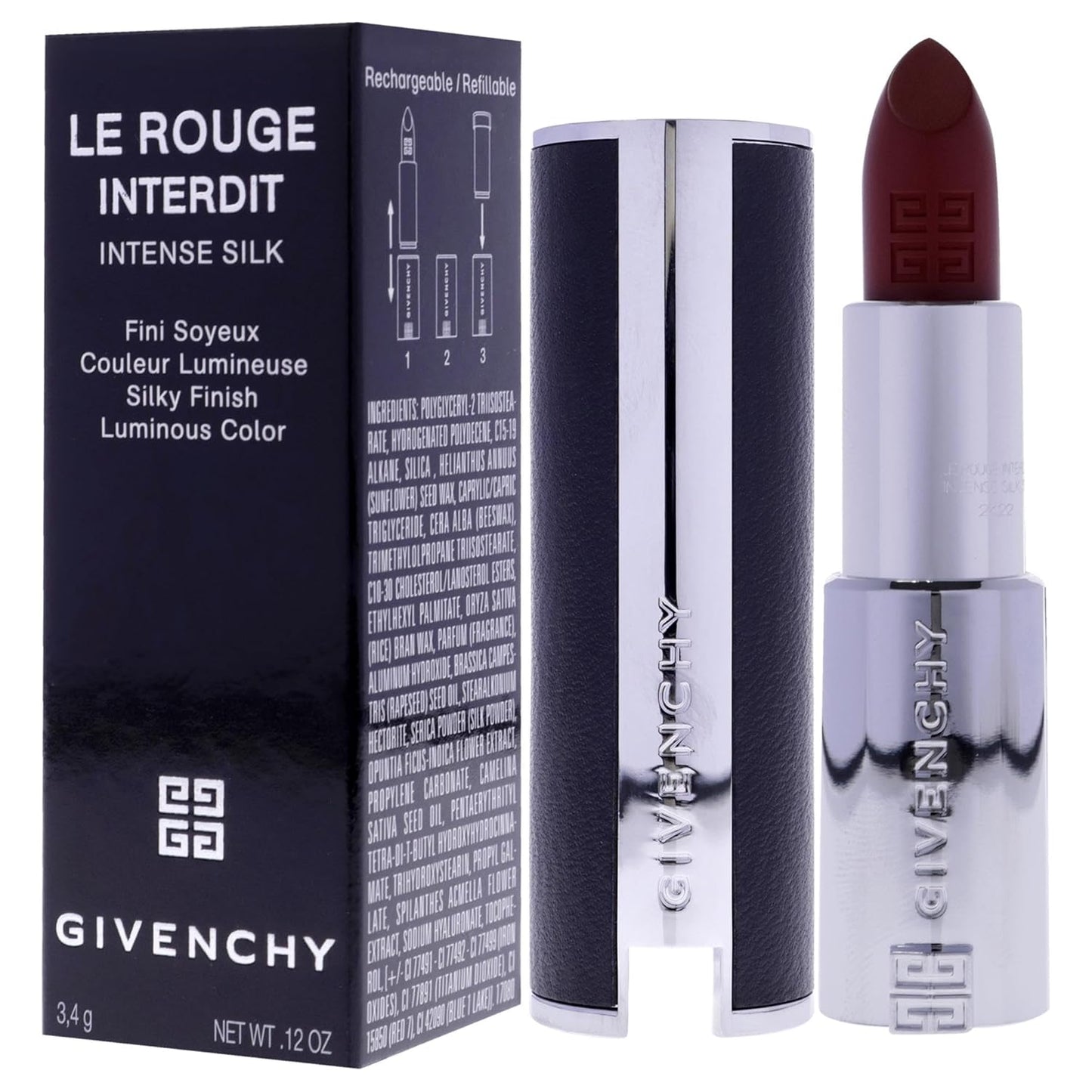 Le Rouge Interdit Intense Silk Lipstick - N37 Rouge Graine for Women - 0.11 Oz Lipstick