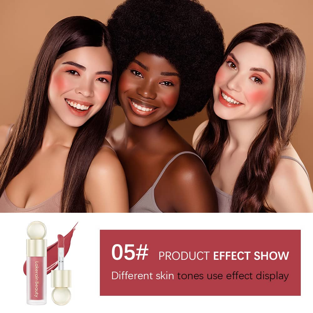 Liquid Blush for Cheeks, Soft Velvet Cream Blush Face Blush Makeup, Pink Blush Red Blush Skin Tint, Natural-Looking Makeup Blush Stick, Waterproof Dewy Cheek Tint, Lightweight Blush Makeup (5#)