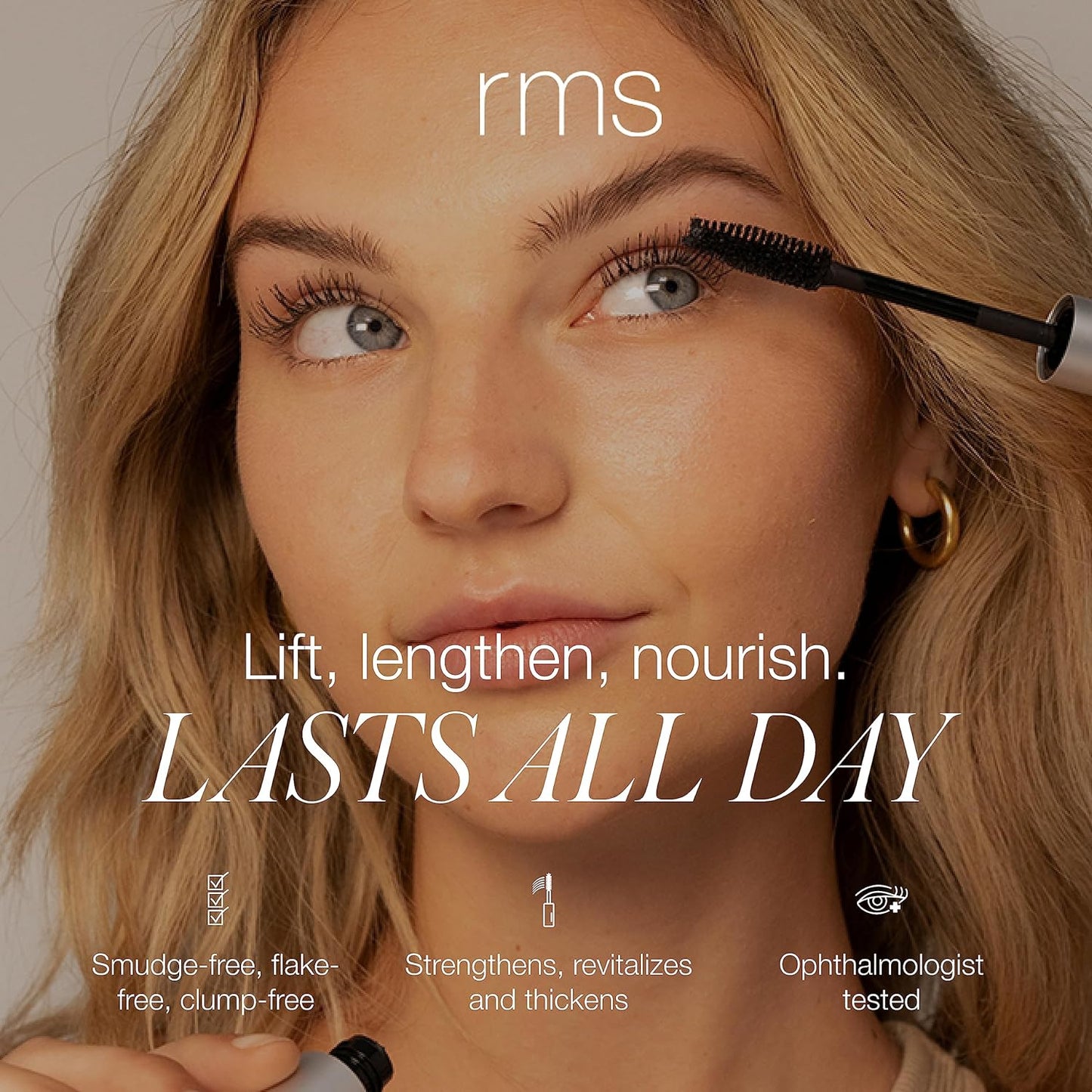 RMS Beauty Straight up Volumizing Peptide Mascara – Black, Lash-Lengthening & Thickening Formula, urishing Peptides, Waterproof, Vegan & Cruelty-Free, 8Ml