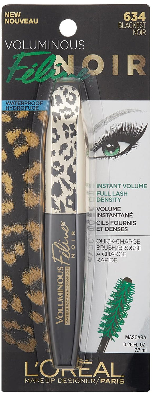 L'Oréal Paris Voluminous Feline Noir Waterproof Mascara, Blackest Noir, 0.27 Fl. Oz.